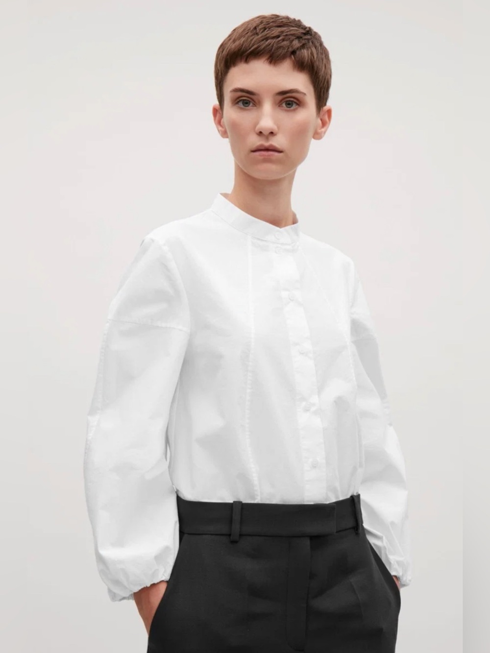 COS Voluminous Collarless Shirt